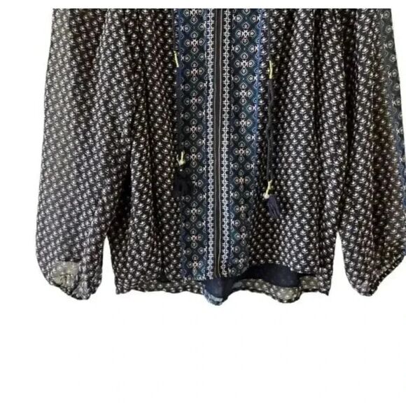 Anthropologie  Daniel Rainn  Navy Abstract Geometric Lined  SZ L #1992 - Picture 3 of 14